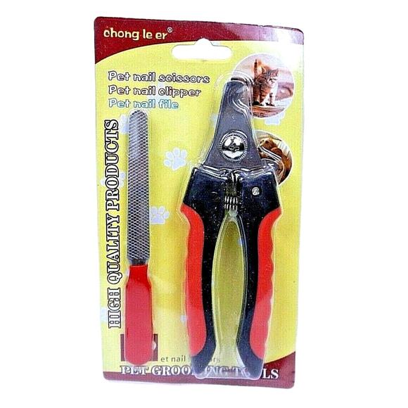 CHONG LE ER Pet Nail Clipper and Scissors W/ Bonus File Pet Grooming Tools Red - Picture 1 of 5